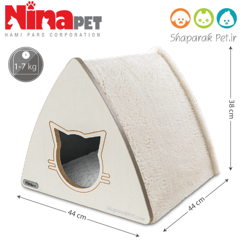 لانه چوبی سه گوش گربه نیناپت سایز کوچک